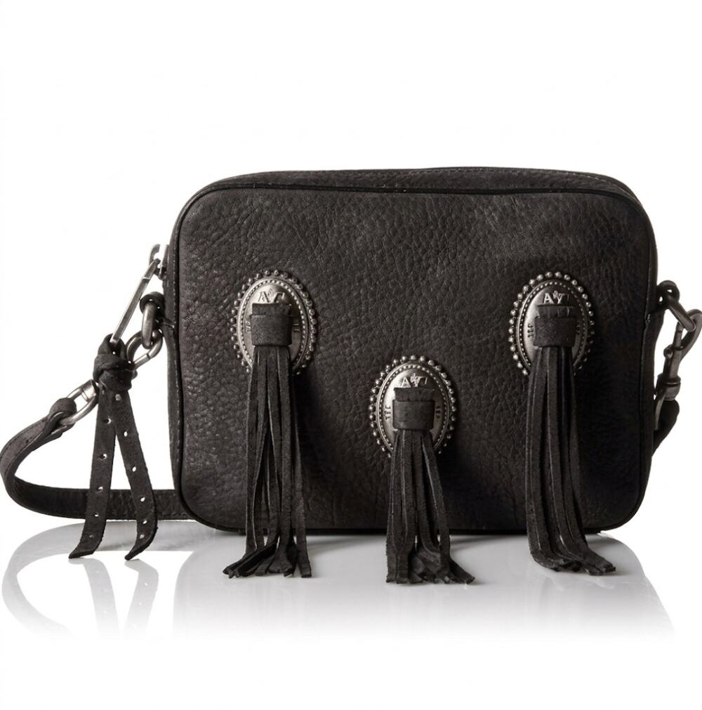 Rebecca Minkoff Black Suede Western Crossbody Bag Boho Handbag Purse Designer
